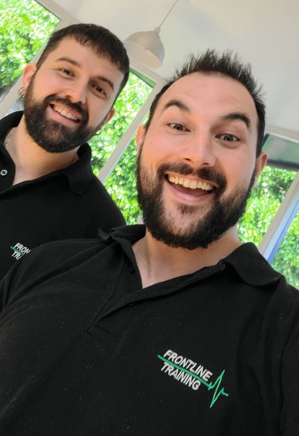Happy Niall and Sam from Frontline Training ready for you to contact us