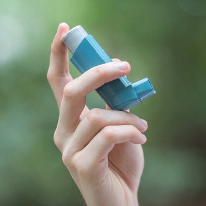 Asthma inhaler blue